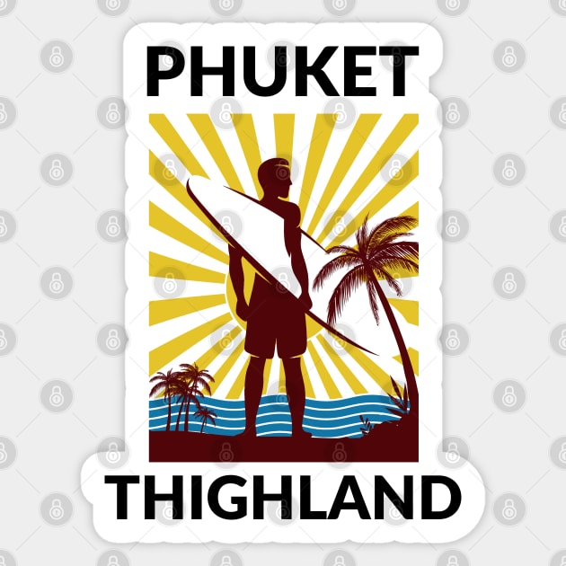 Retro Surfer Phuket Thighland Sticker by coloringiship